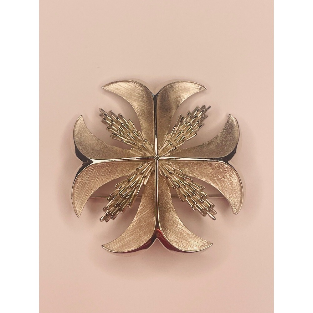 Vintage Crown Trifari Silver Tone Maltese Cross Brooch - 2x2, Mid-Century Pin